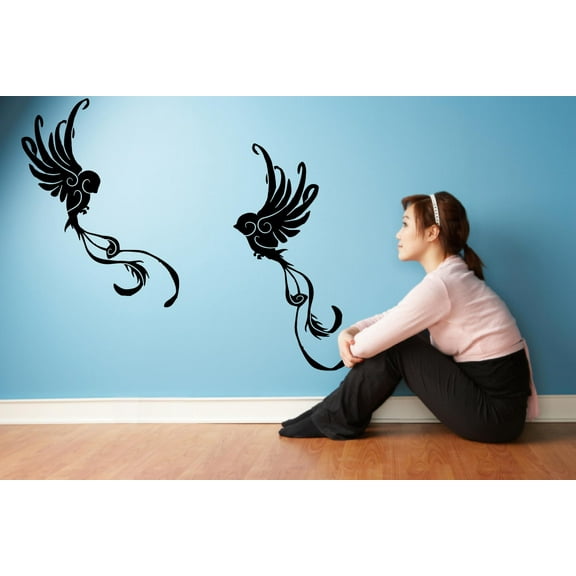 Beauty Birds Wings Animal Jungle Bird Cute Wildlife Wall Sticker Art Decal for Girls Boys Room Bedroom Nursery Kindergarten House Fun Home Decor Stickers Wall Art Vinyl Decoration Size (8x10 inch)