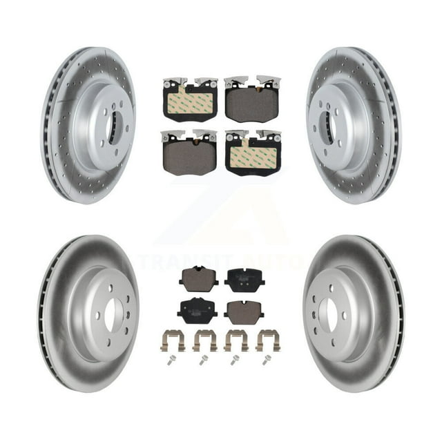 Transit Auto Front Rear Coated Disc Brake Rotors and Ceramic Pads Kit for Car 2019 BMW 330i with Blue Painted Calipers KGT-103089