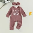thumbnail image 2 of HCNTES Outfit Girl Long Sleeve Letter Romper Ribbed Knit Jumpsuit Baby Girl Preemie Outfit(Y61-Purple,0-3 Months), 2 of 4