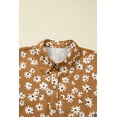 thumbnail image 5 of Women's Khaki Plus Size Floral Print V-Neck Puff Sleeve Dress for Daily Wear [ZhiHiMeRi] | 4X, 5 of 11