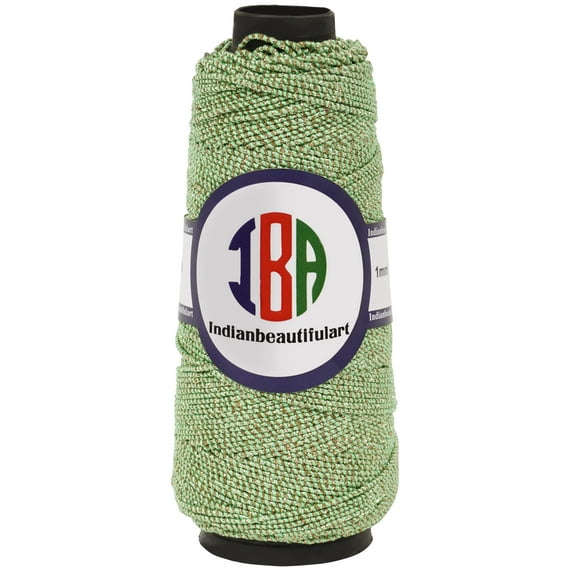 IBA Indianbeautifulart Glitter CottonCord 1mm CraftsThread DIY Beading CraftsThreadString For Bracelet Necklace Jewelry Making (Mint Green),Pack Of 1