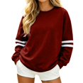 thumbnail image 2 of KHONTS Women's Striped Oversized Sweatshirt Crewneck Pullover Tops Basic Drop Shoulder Retro Sporty Fashion Fall Outfits for Casual Daily RD2 XL, 2 of 4