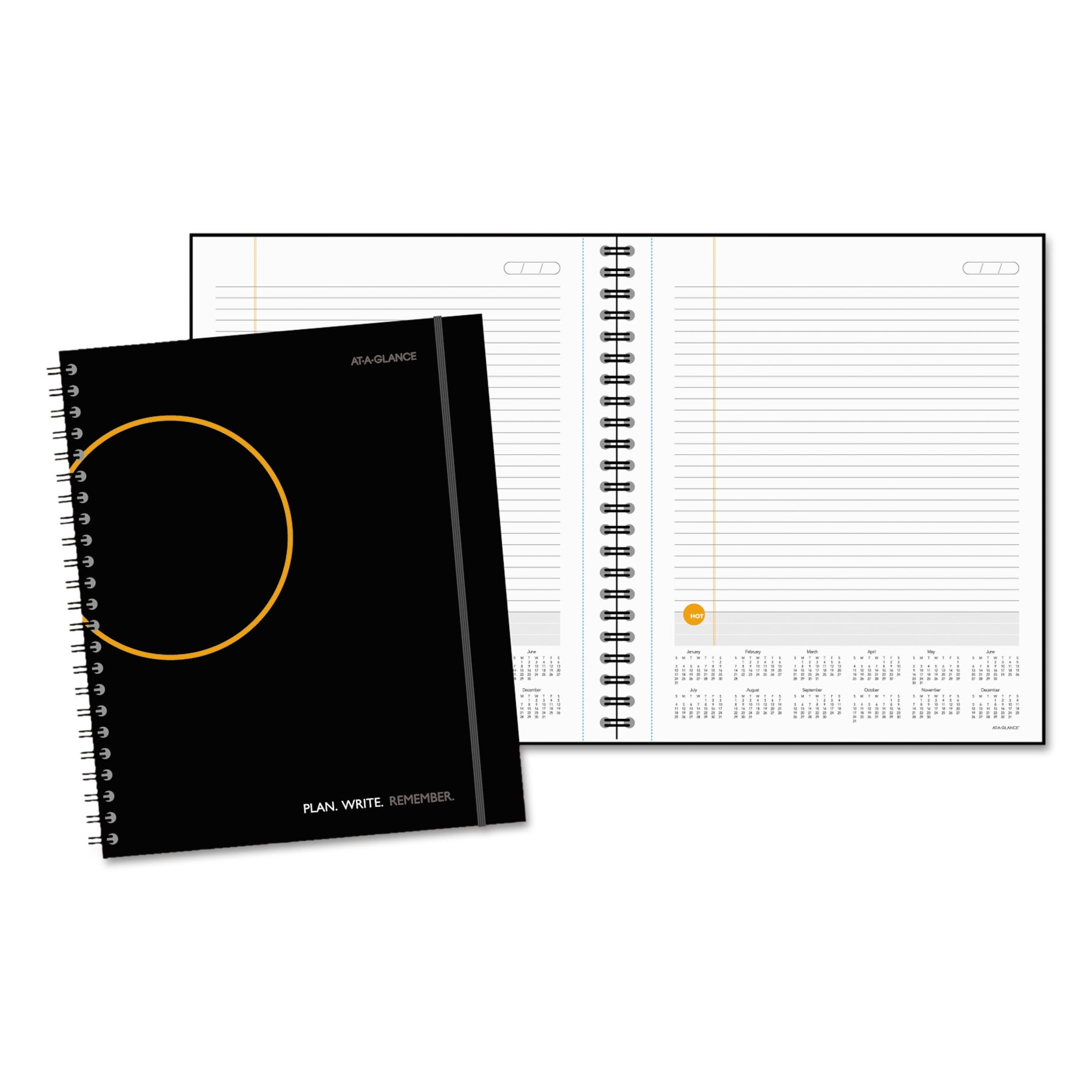 AT-A-GLANCE Plan. Write. Remember. Notebook with Reference Calendar, 8 9/16 x 11, Black