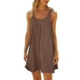 thumbnail image 2 of Sundresses for Women Sleeveless Scoop Neck Loose Fit Flowy Mini Dress Summer Beach Vacation Dress Swimsuit Cover Up, 2 of 6
