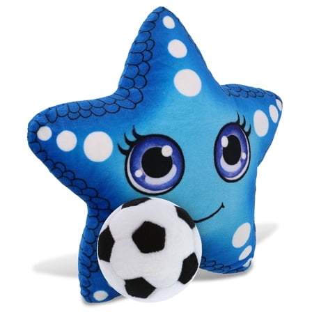 DolliBu Plush Buddies Blue Starfish Stuffed Animal with Soccer Ball Plush - Huggable Starfish Playtime Toy, Cute Ocean Gift Doll, Super Soft Stuffed Doll Animal Toy for Kids, Adults - 8.25 Inches
