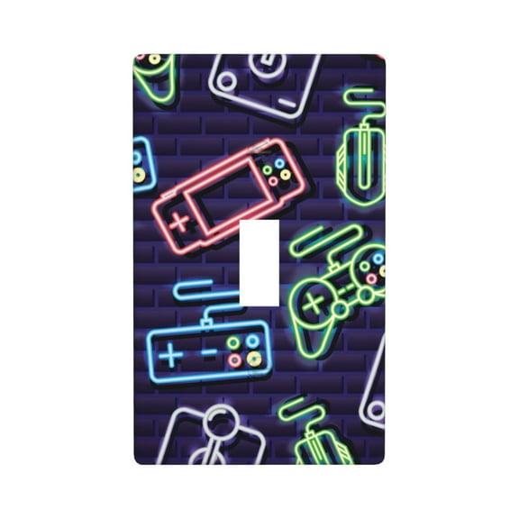 TEQUAN Toggle Light Switch Wall Plate, Neon Style Video Game Controls Decorate Wallplate Covers, 1-Gang