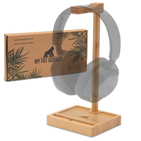 My Fat Gorilla Bamboo Headphone Stand – Ideal for Office Work and Gaming