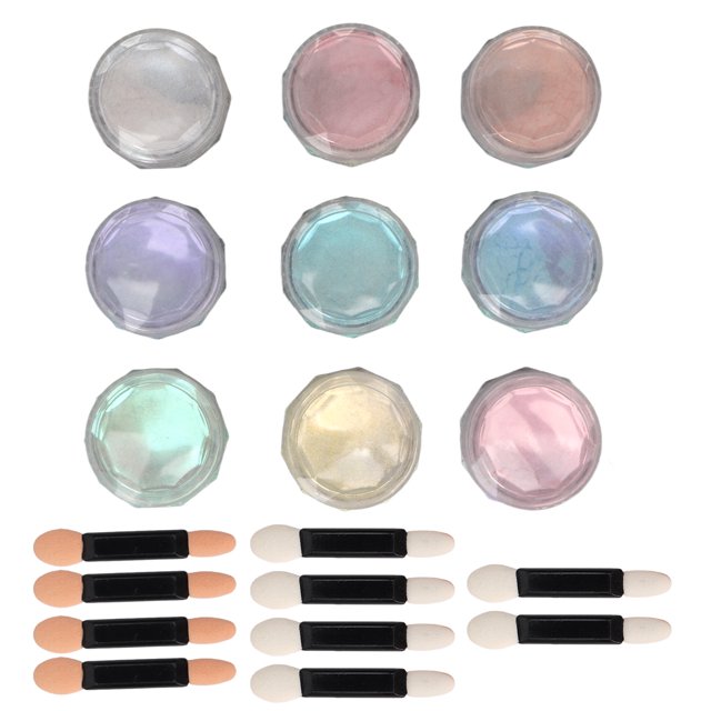 Polvo metálico para decoración de uñas, 9 colores vibrantes, aplicador de doble cabezal para un efecto espejo único