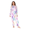 thumbnail image 4 of 1 Piece Adult Onesie Pajamas Cozy & Loose-Fit Sleepsuit Loungewear with Pockets Pink and Purple Flowers X-Small, 4 of 7