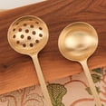 thumbnail image 2 of YAZHPA 1 Pcs Soup Ladle , Gold Cookware Serving Long Handle Steel Slotted Spoon Cooking Utensil for Hotpot, 2 of 2