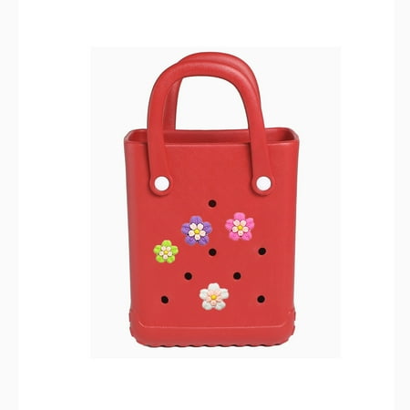 Girls Mini Travel Beach Bag Rubber Beach Bag Large Large Capacity Summer Beach Tote Graphic Tee Eva Swim Bag Red