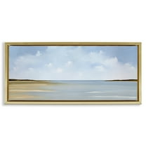 Stupell Industries Beach Clouds Landscape Landscape Painting Gold Floater Framed Canvas Art Print Wall Art, 25 x 11