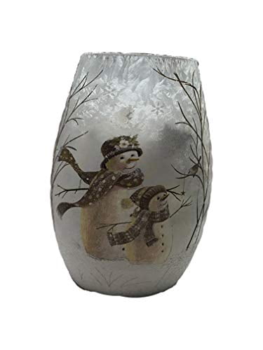 Frosted Glass 4 Birdhouses Stony Creek 5" Lighted Vase 