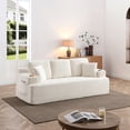 thumbnail image 2 of Boneless Sofa, 3-Seater Floor Couch with Cup Holders and Side Pockets, Corduroy Fabric No Assembly Sofa for Living Room or Dorm, 86.2 Inch, Beige, 2 of 11