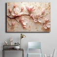thumbnail image 4 of Mudket Framed Canvas Wall Art Ready to Hang, White Magnolia Gold Branch Flake Print, Luxury Floral Wall Decor Canvas Artwork for Entryway Bedroom Living Room, Bloom Pictures - 12"L x 8"W, 4 of 10