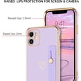 thumbnail image 3 of iPhone 12 Case, iPhone 12 Phone Case Love Heart Cute Case with Wristband Kickstand Holder Soft TPU Plating Bumper Protective Slim Shockproof Phone Case Cover for Girls Women, Purple, 3 of 16