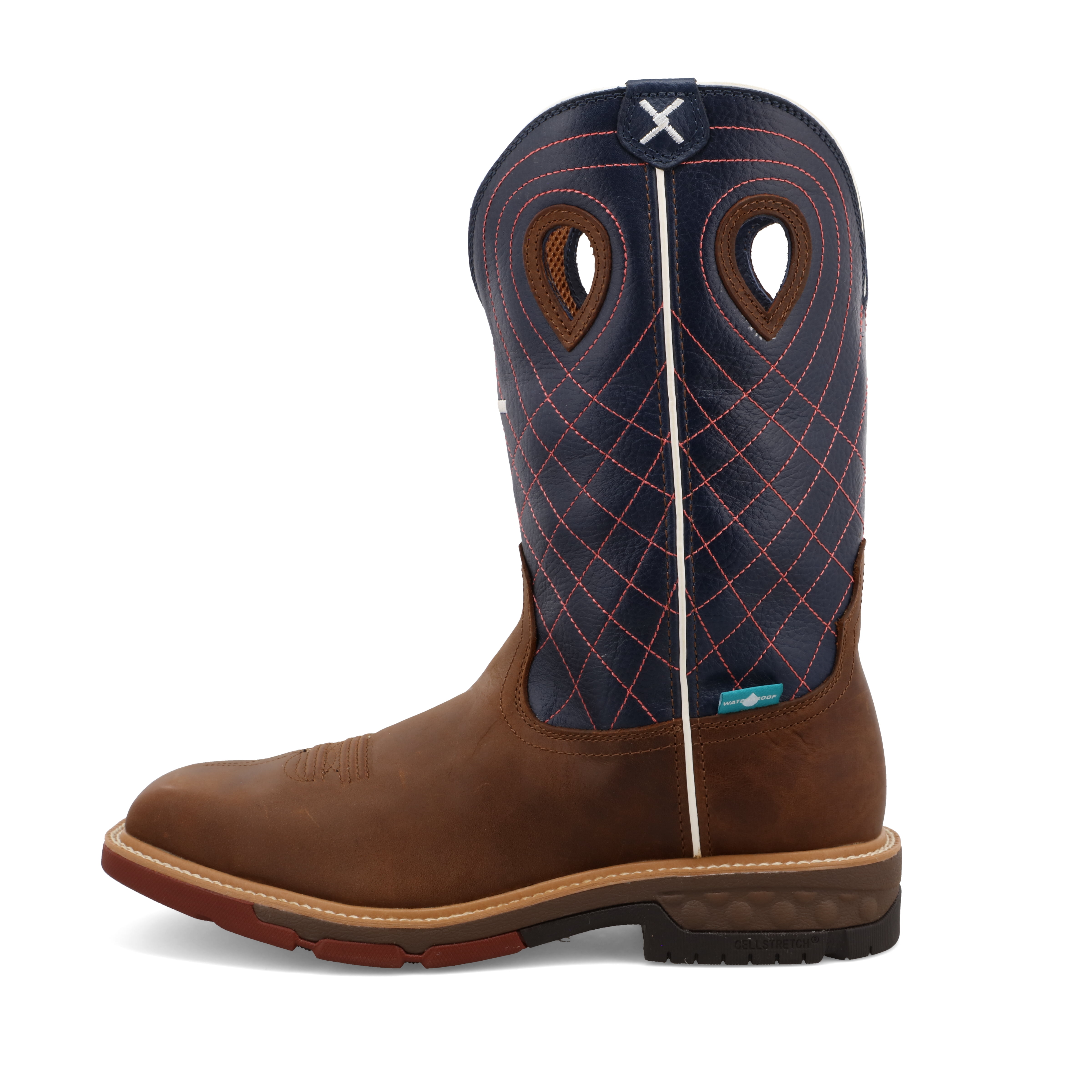 Twisted X Men's 12" Western Work Boot - Mocha & Navy