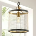 thumbnail image 4 of Elena 10" Lantern Metal LED Pendant, Black/Brass Gold, 4 of 8