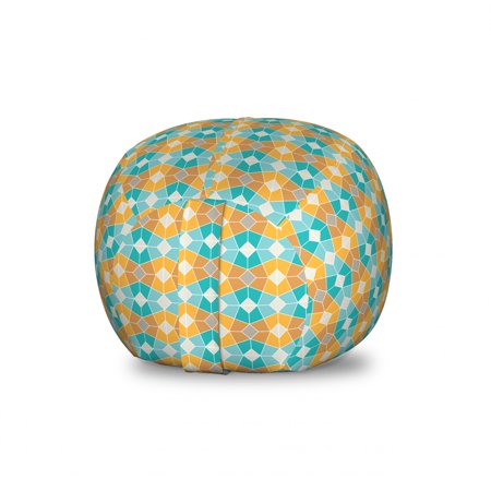 Geometric Storage Toy Bag Chair  Repetitive Intricated Mosaic Pattern in Aqua Colors and Tangerine Tones  Stuffed Animal Organizer Washable Bag  Large Size  Apricot Dark Seafoam  by Ambesonne