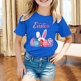 thumbnail image 2 of MIASHUI T-Shirt à Manches Courtes pour Enfants Joyeuses Pâques Imprimé Œuf Bunny, Bleu, 12-13 Ans, 2 of 4