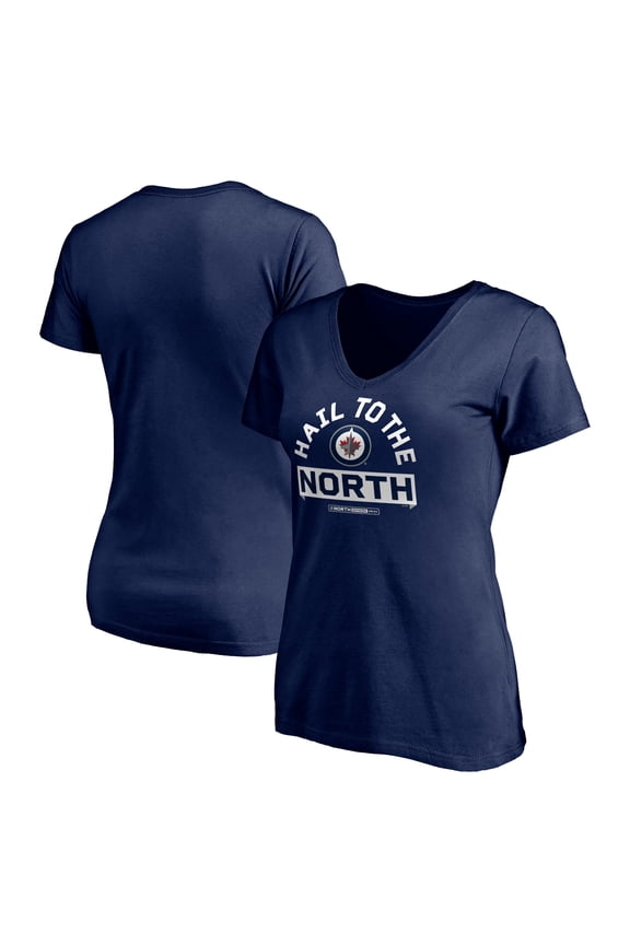 Women's Navy Winnipeg Jets Hail to the North V-Neck T-Shirt