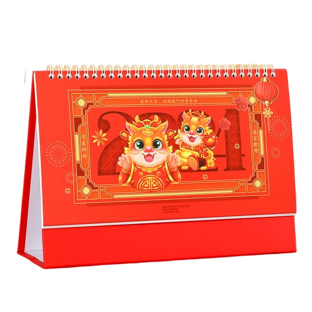LCXmlly Monthly Planner Desktop Calendar Vibrant Chinese New Year Monthly Planner Gift