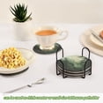 thumbnail image 5 of Yayeee 6 PCS Drink Coasters with Holder Set Woven Absorbent Round Tabletop Hot Pad, Green Forest, 5 of 7