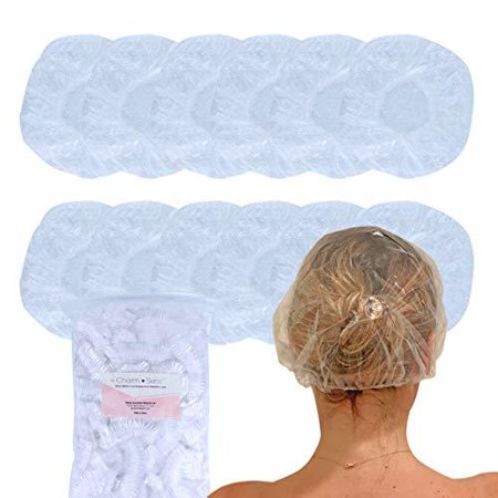 Disposable Hair Plastic Shower Cap - (Pack of 100) Clear Women Shower caps Waterproof Bath Hat Processing Hair Cover for Treatment Spa Hair Salon and Home