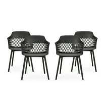 GDF Studio Airyanna Outdoor Modern Dining Chair, Set of 4, Black
