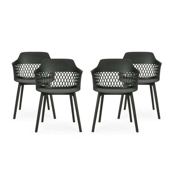 Hunter Outdoor Modern Dining Chair, Set of 4, Black - Walmart.com