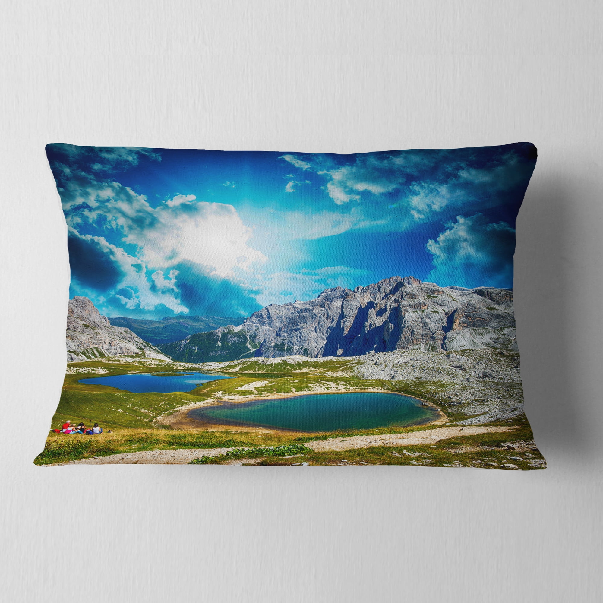 Designart Sunset over Alpine Lakes - Landscape Photography Throw Pillow - 12x20