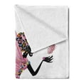 thumbnail image 2 of Fairy Soft Flannel Fleece Throw Blanket, Floral Arrangement Dress Pattern Winged Girl with Butterflies Cartoon Style Angel, Cozy Plush for Indoor and Outdoor Use, 70" x 90", Multicolor, by Ambesonne, 2 of 5