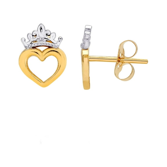 Disney Girls/Tween 10KT Yellow Gold Heart Crown Earrings