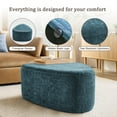 thumbnail image 3 of UIXE Rounded Triangle Ottoman Pebble Footstool Upholstered Coffee Side Tables for Living Room, Blue, 3 of 7