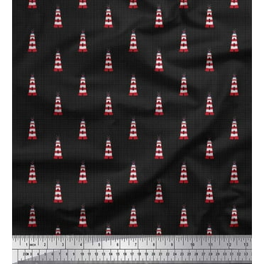 Soimoi Cotton Duck Fabric Dot & Light House Shirting Print Fabric by The Yard 42 Inch Wide