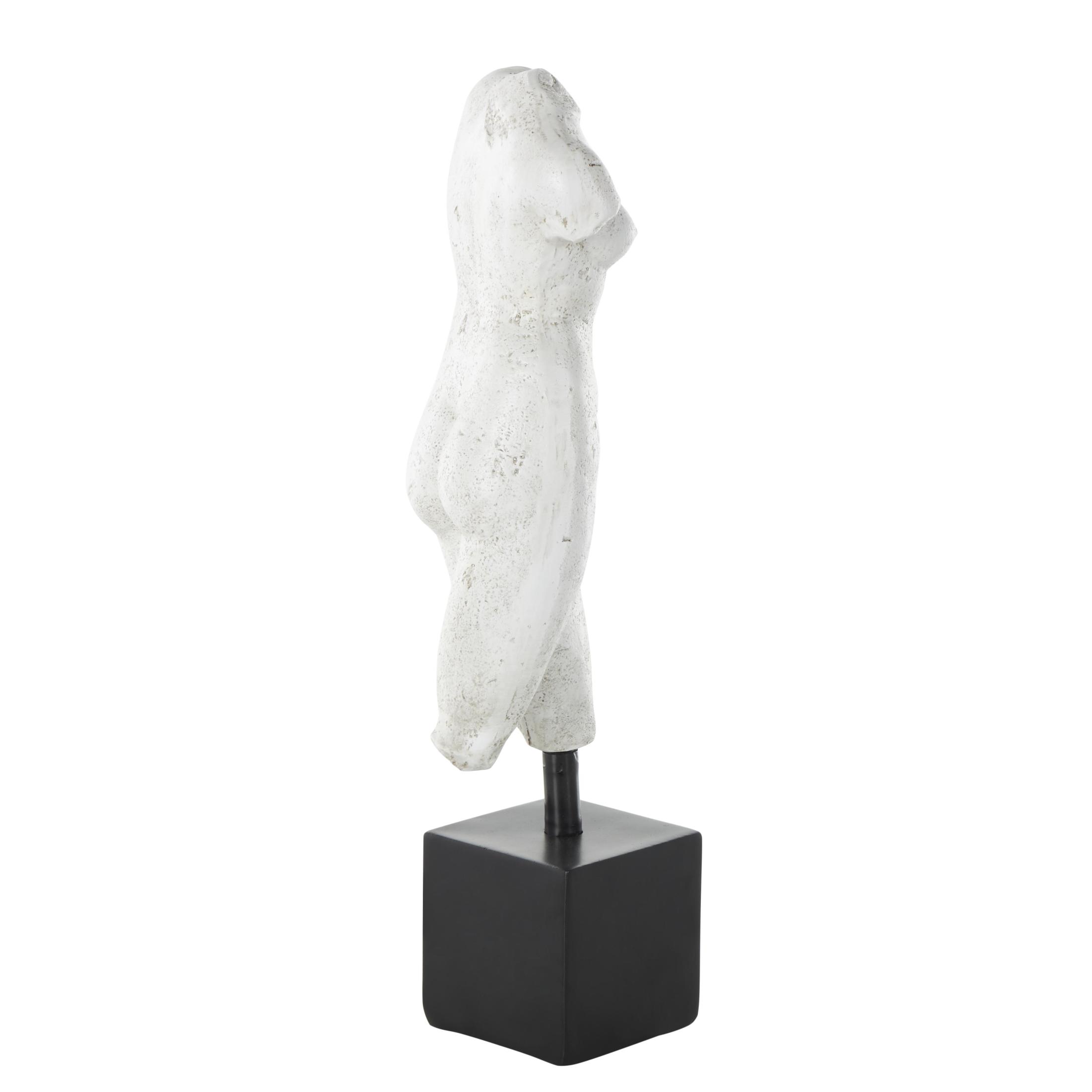 5" x 17" White Polystone People Sculpture with Black Square Base, by DecMode