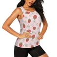 thumbnail image 2 of Gukieu Strawberry Floral Print Women's Quick-drying Fitness Vest, Round Neck Sleeveless Fitness T-shirt, Suitable for Yoga, Sports-Small, 2 of 7