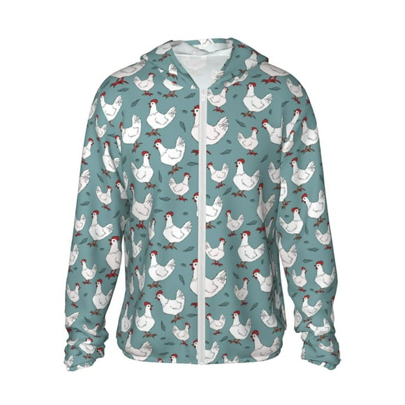 Vsdgher Sweat à Capuche Imprimé Oiseaux de Ferme pour Adultes, Protection contre les Éruptions Cutanées pour Hommes et Femmes, Manches Longues, Protection Solaire, Pêche, Course, Natation - Très Grand