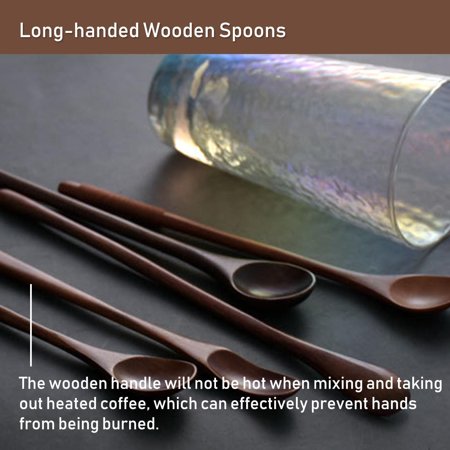 

5Pcs Wooden Spoons Wooden Long Handle Spoons Natural Wood Mixing Spoons Set for Coffee Ice Tea Hot Drinks Multi-color 5pcs