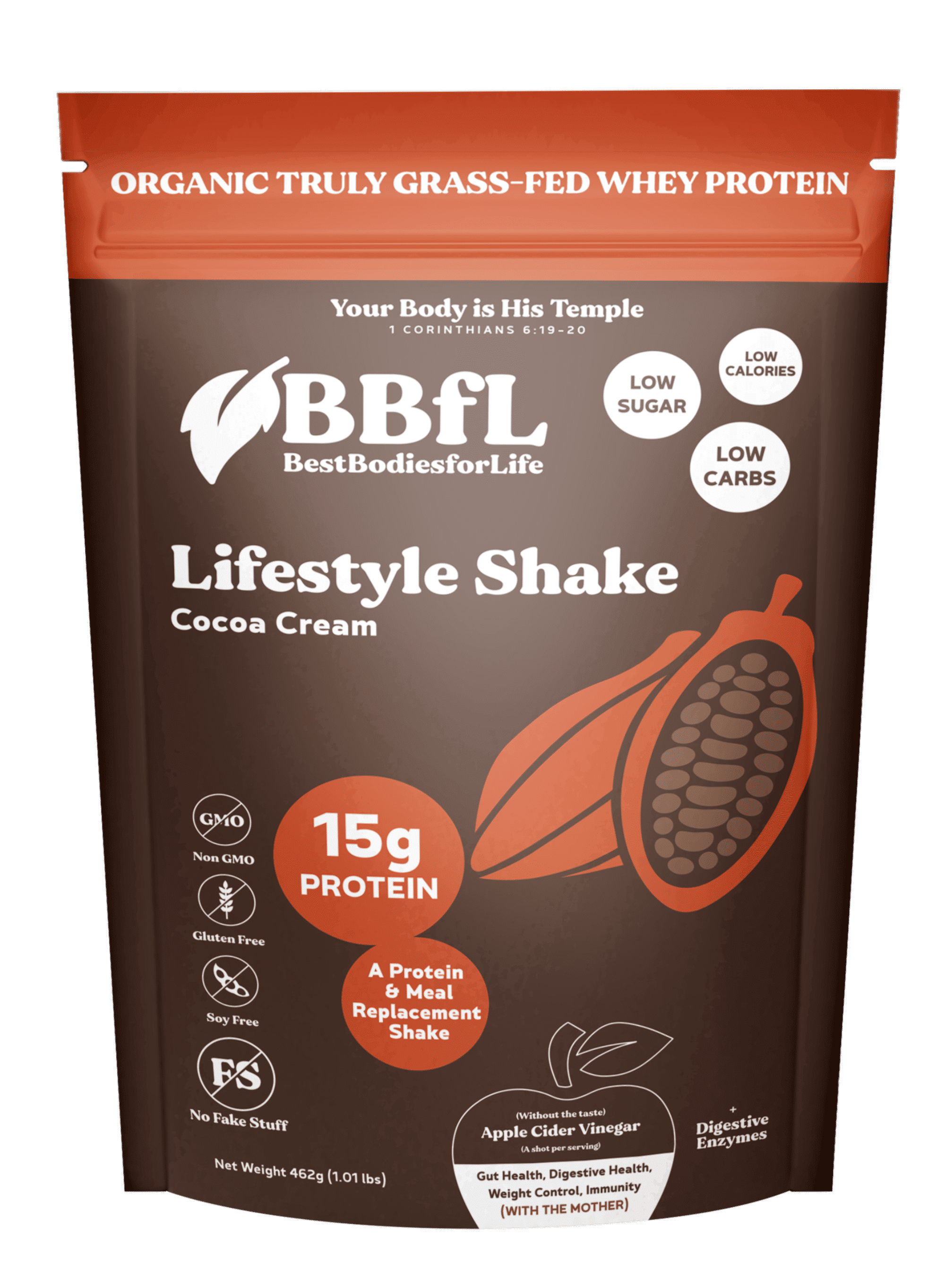 BBfL Protein Meal Replacement Powder, 15g Protein, Organic Whey Protein