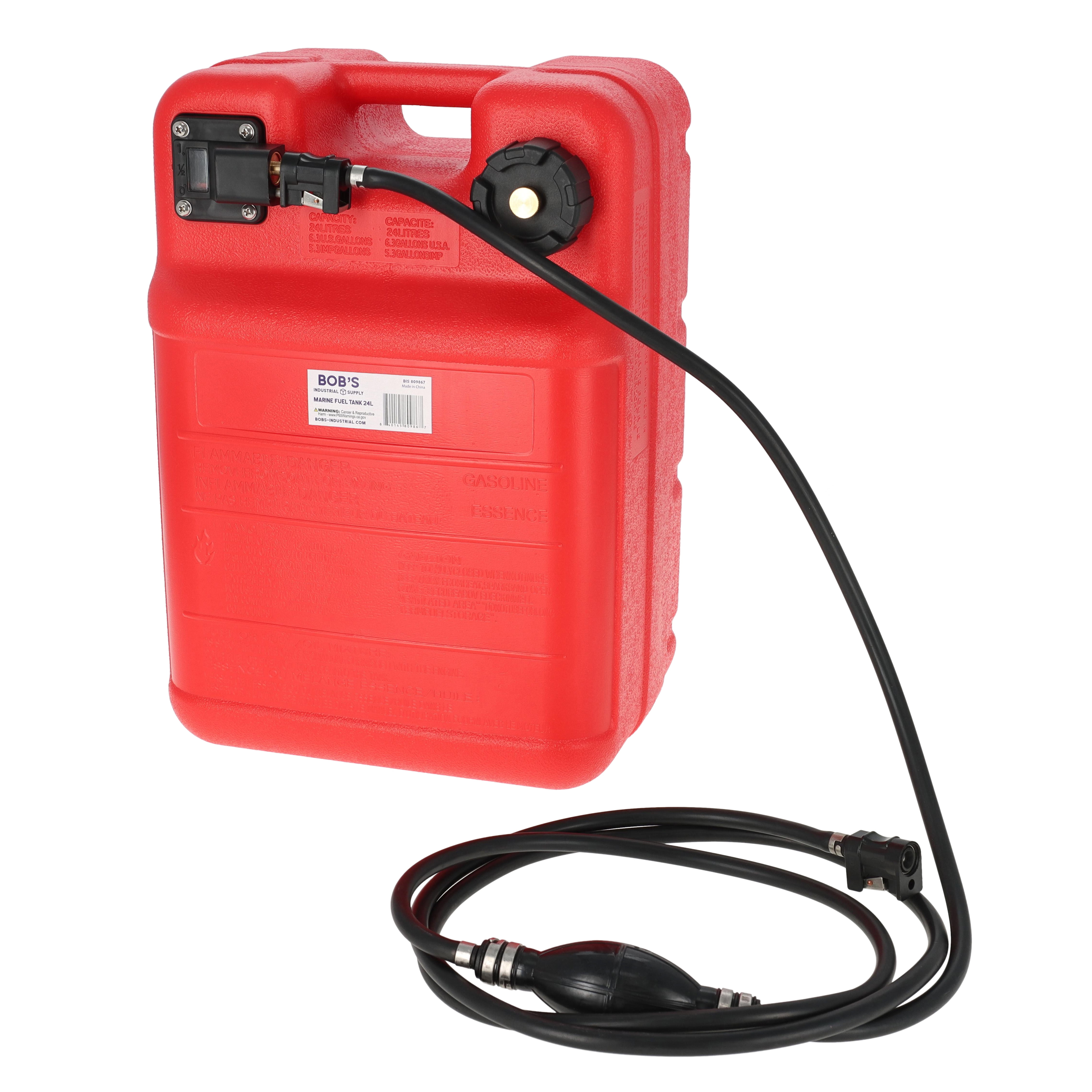 Portable Boat Outboard Fuel Tank Marine Motor Fuel Tank 6 Gallon 24L With Fuel Hose Line And Connector Compatible With Inflatables Canoes And Kayaks 