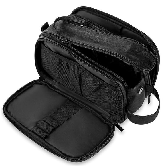 Bolsa de Aseo de Cuero Impermeable PU para Hombre: Organizador Viajero Gran Capacidad ¡
