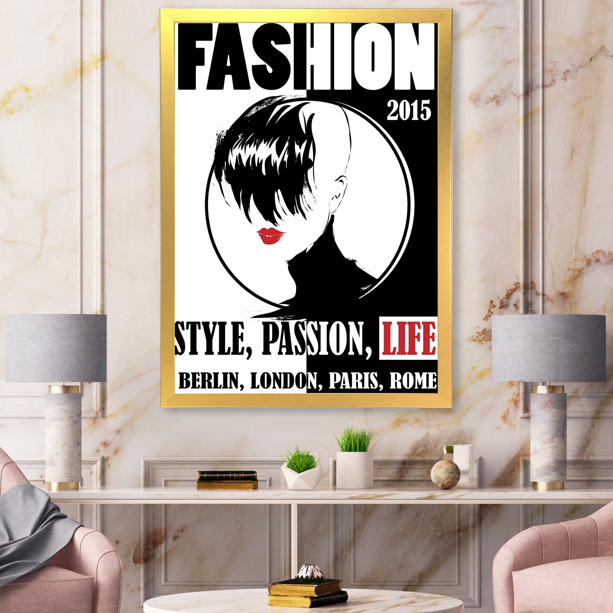 Designart 'Style Passion Life Fashion Woman III' Vintage Framed Art Print