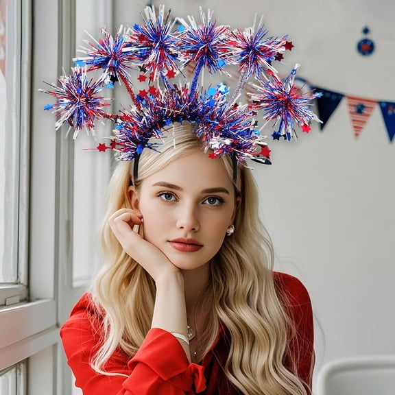 PATLOLLAV Patriotic Hairbands, Red White Blue Plastic Headbands for 4th July Parties & Family Gatherings