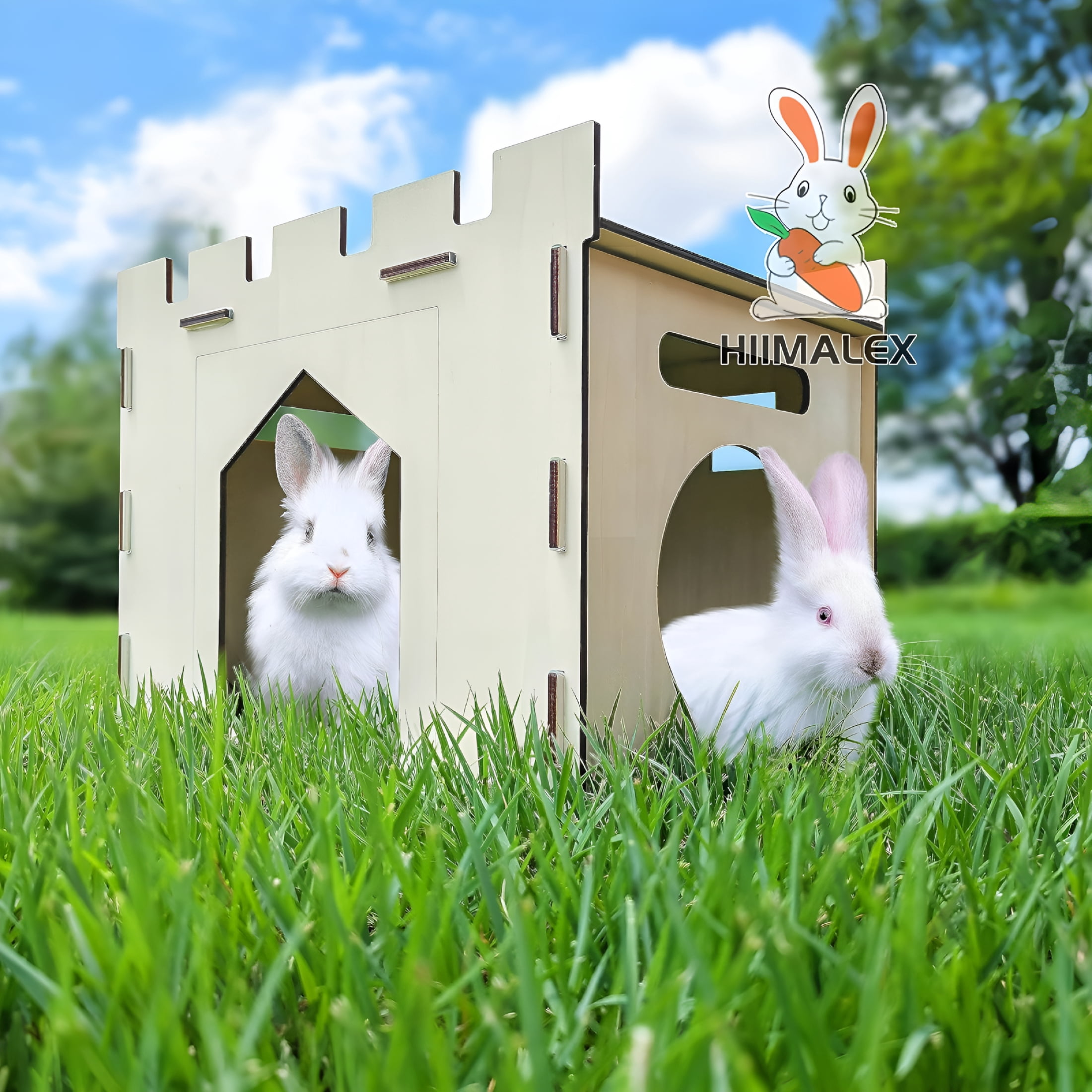 XIBUFE Large Sturdy Bunny House with Spacious Balcony Detachable Playhouse for Rabbit Hideout Castle Tower Toys for Indoor Bunnies Guinea Pig Hamster Chinchilla Gerbil