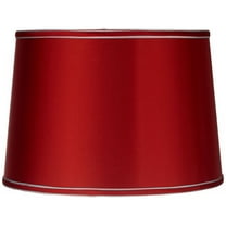 Springcrest Sydnee Satin Red Medium Drum Lamp Shade 14" Top x 16" Bottom x 11" Slant x 11" High (Spider) Replacement with Harp and Finial