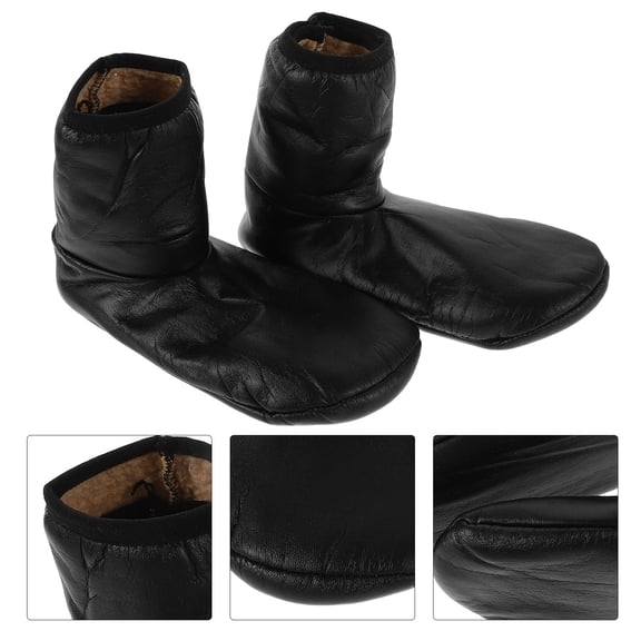 LULULION 1 Pair Mens Thermal Socks Black Cotton PU Warmth Waterproof Anti Slip for Indoor Use and Outdoor Adventures