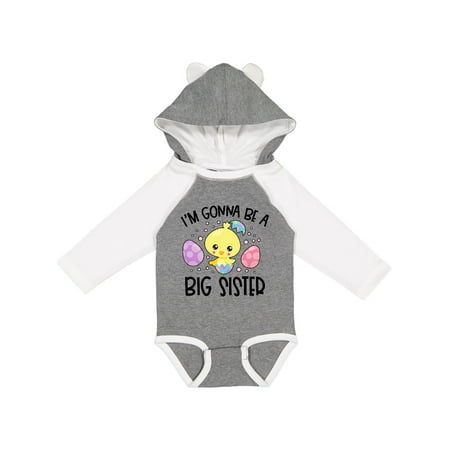 

Inktastic Easter I m Gonna Be a Big Sister with Purple and Pink Eggs Gift Baby Girl Long Sleeve Bodysuit