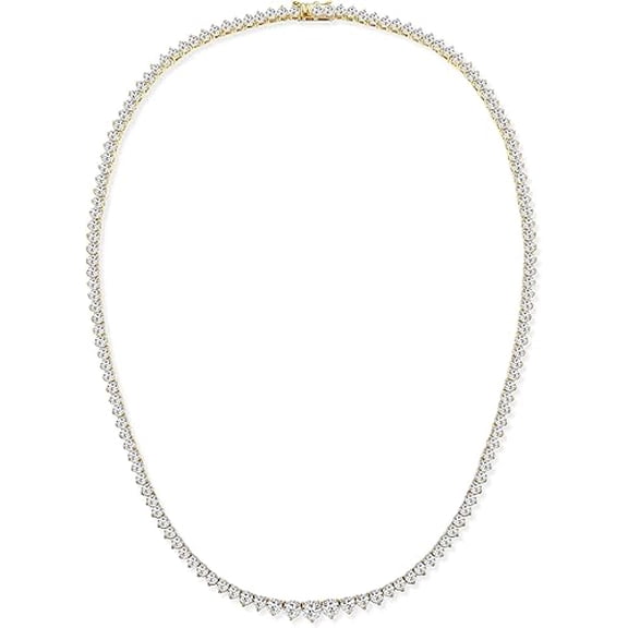 Dazzlingdaimonds Jewels 12 Ctw Round Cut Diamond Womens Tennis Necklace 14K Yellow Gold Plated 925 Sterling Silver