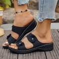 thumbnail image 4 of Jamicy Wedge Slippers for Women Dressy Slip On Comfortable Summer Breathable Shoes Floral Platform Slides for Casual Walking, 4 of 5
